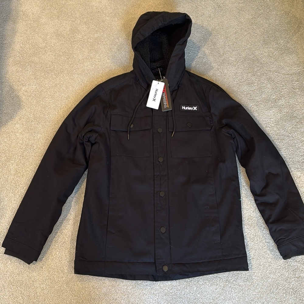 Hurley Charger Black Sherpa lined Jacket.